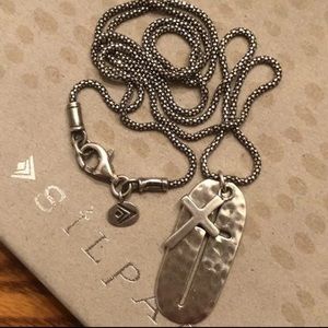 Silpada Sterling Dog Tag Cross Symbol of Strength Popcorn Chain Necklace N2725